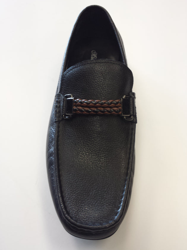 Designer mario Samello men's black leather loafers 1337-37