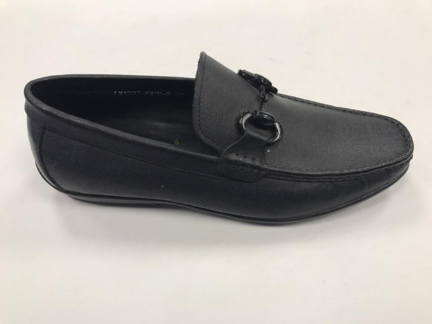 Designer Mario Samello men's black saffiano  leather loafers style # 1337-40D-2