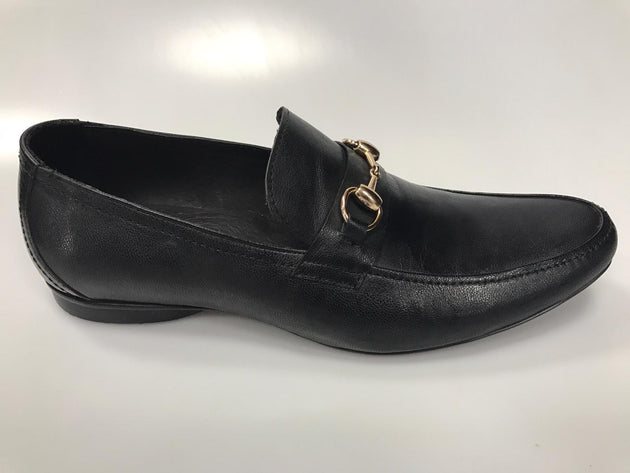 Designer Mario Samello men's black leather loafers style # 132-H16