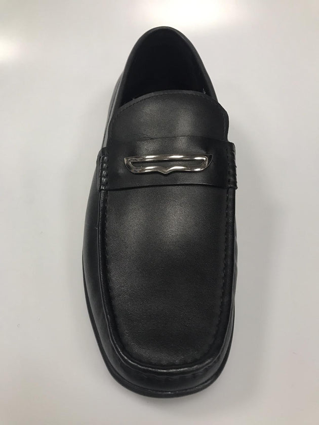 Designer Mario Samello men's black leather penny loafer shoes style # 1337-W06B