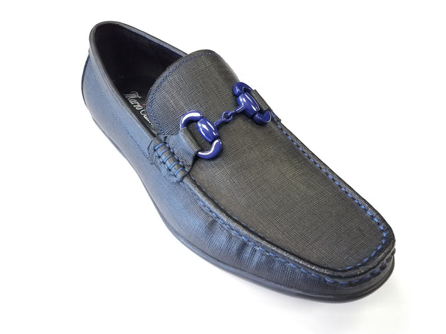 Mario Samello men's black saffiano  leather loafers style # 1337-40D