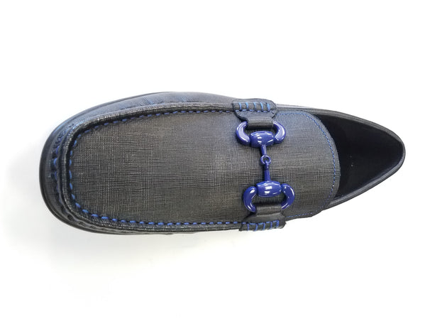 Mario Samello men's black saffiano  leather loafers style # 1337-40D